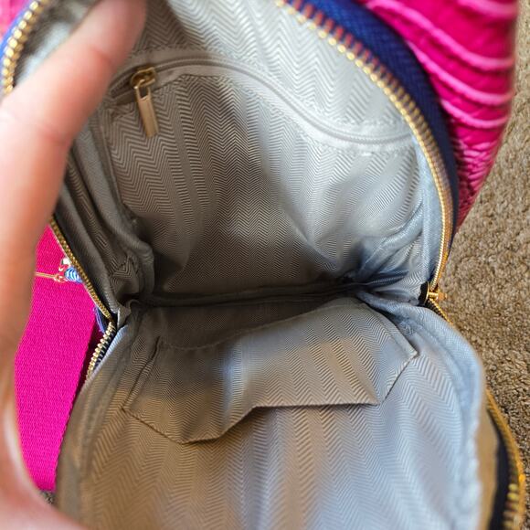 Crossbody Sling Bag Vegan Leather Rainbow Crocodile Pink Commute Travel - Picture 3 of 7